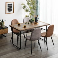 4人用 ダイニングテーブルセット 5点 石目調 テーブル メラミン天板 肘なし レザー調 ファブリック ダイニングチェア おしゃれ カフェ風 (幅135cm 食卓テーブル×1 食卓椅子×4)｜¥58,091の動画