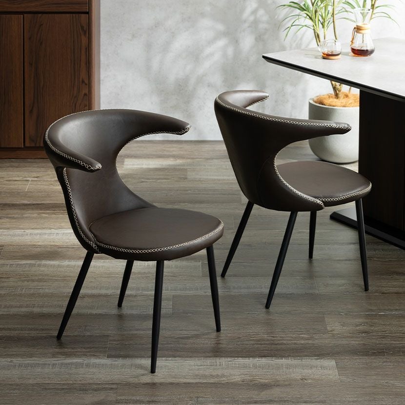 2脚セット】ダイニングチェア 合皮 PVCレザー 肘付き アイアン脚 椅子