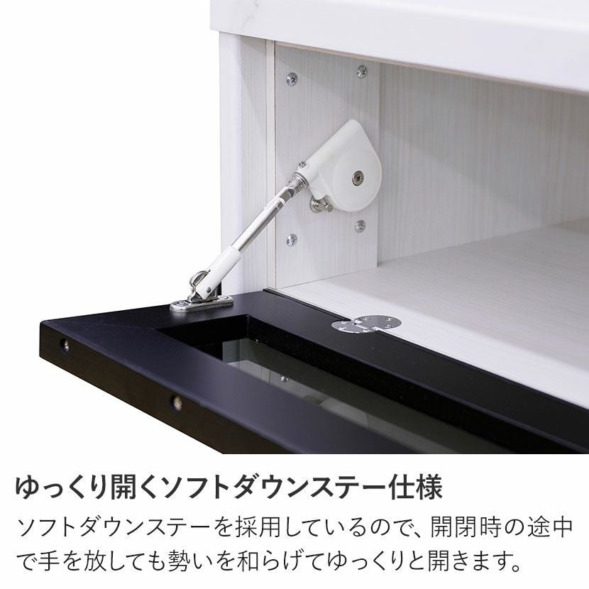 設置無料】幅115cm コーナーボード 収納 引き出し付き セラミック調 石