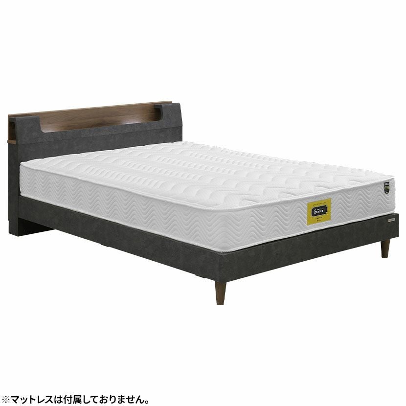 ダブル ベッドフレーム ベリオ LED 照明付き 棚付き 脚付き 高さ調節