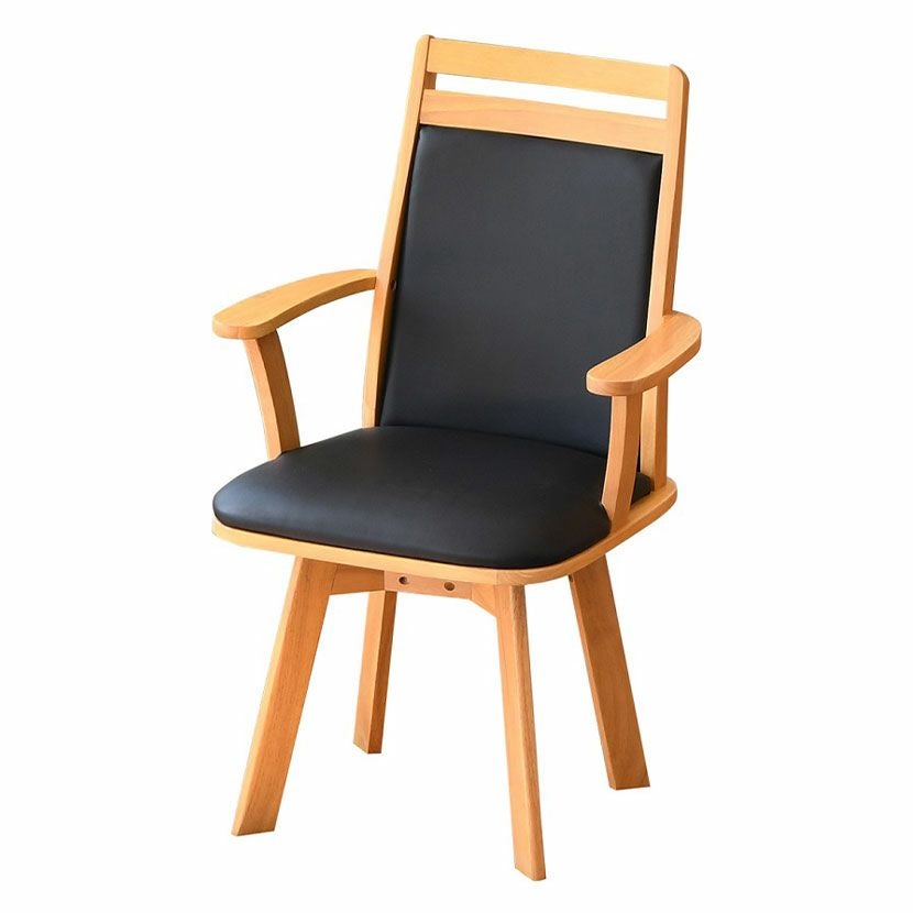 回転 ダイニングチェア 肘付き ハイバック チェア 木製 天然木 合皮