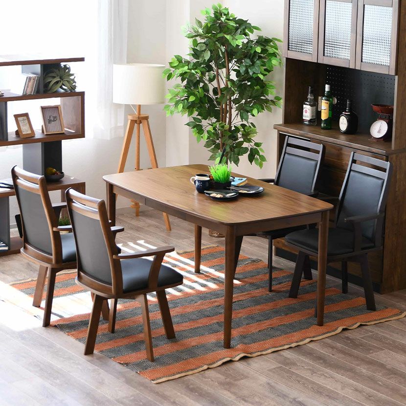 4人用 ダイニングテーブルセット 5点 肘なし 回転 ダイニングチェア