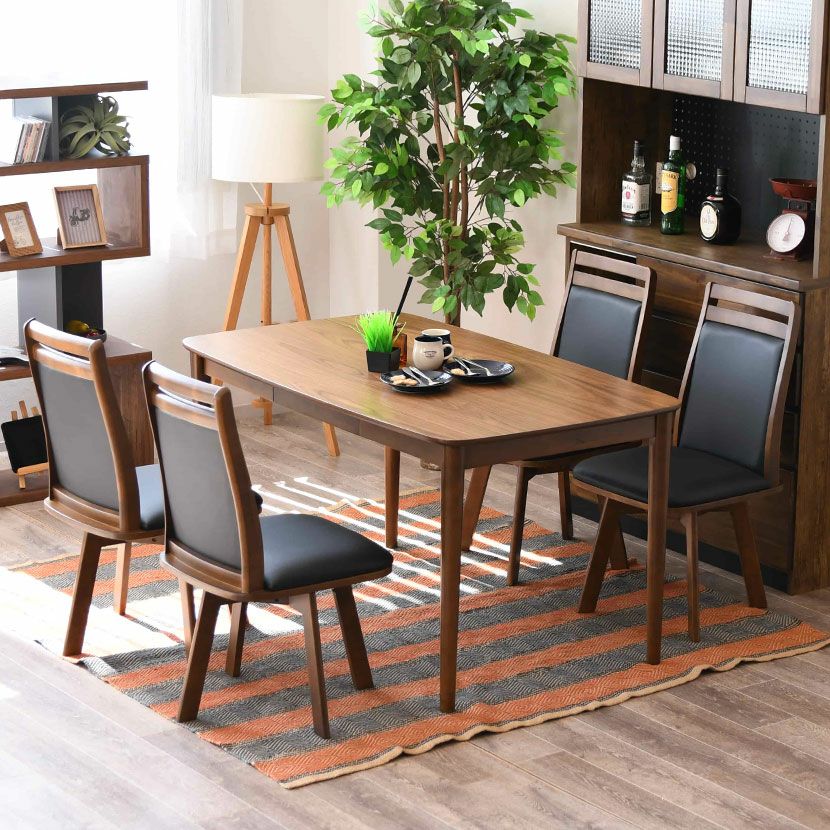 4人用 ダイニングテーブルセット 5点 肘なし 回転 ダイニングチェア