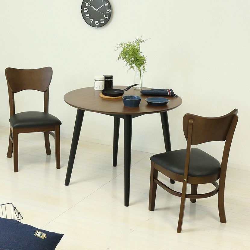 2人用 円形 ダイニングテーブルセット 3点 ダイニングテーブル 木製