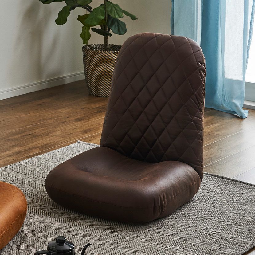 座椅子 ハイバック 1人掛け レザー調 ファブリックレザー ポケット