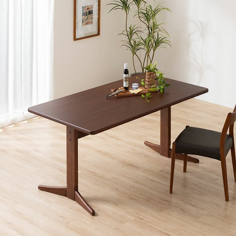 幅150cm 木製 ダイニングテーブル 2本脚 シンプルスタンダード 天然木