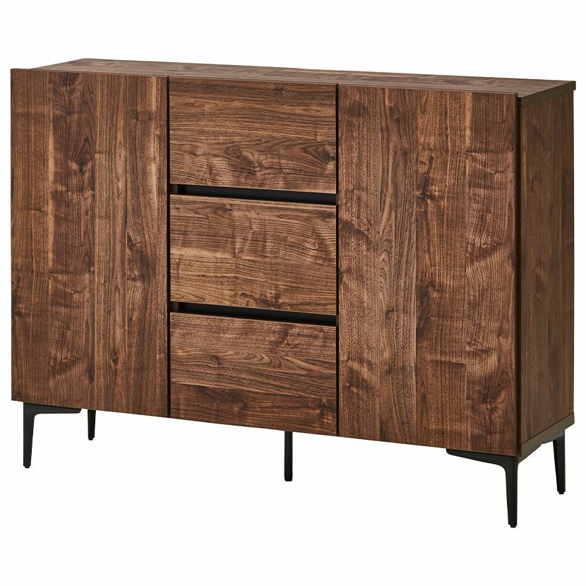 設置無料】幅120cm 木目調 キャビネット 日本製 木製 引き出し 棚 収納