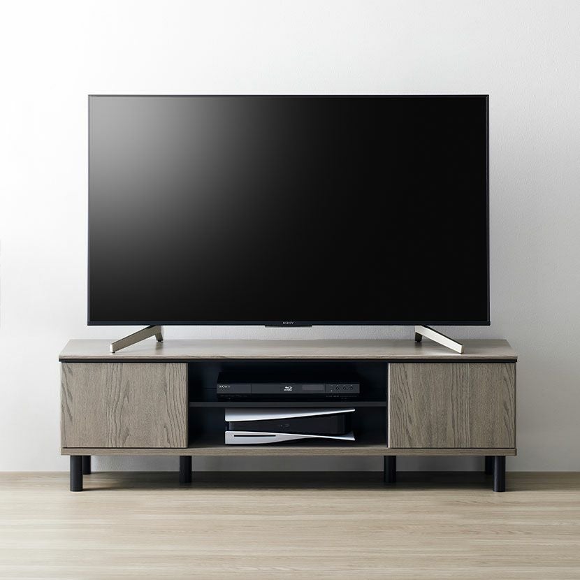 幅137cm 木目調 テレビ台 収納 可動棚付き タップ収納付き 脚付き