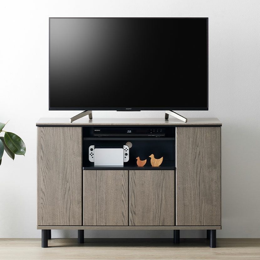 幅137cm 木目調 テレビ台 収納 可動棚付き タップ収納付き 脚付き