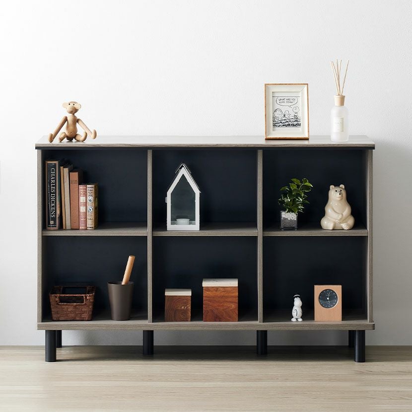 幅111cm 木目 シェルフ 収納 可動棚付き オープンシェルフ