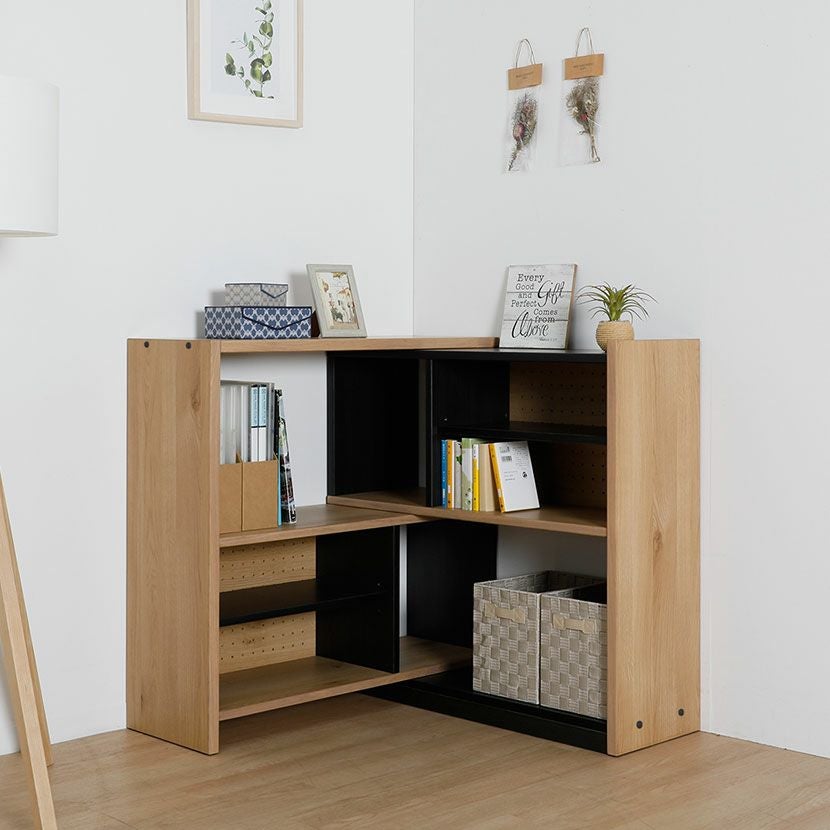 設置無料】幅120～205.6cm 伸長式 ラック 木目調 可動棚付き 収納