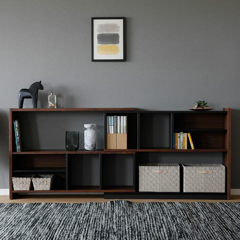 設置無料】幅120～205.6cm 伸長式 ラック 木目調 可動棚付き 収納