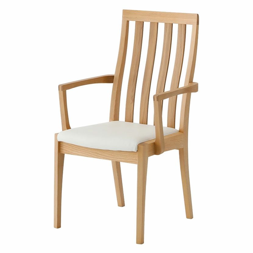 木製 ダイニングチェア ハイバック チェア 肘付き 天然木 タモ材 PVC