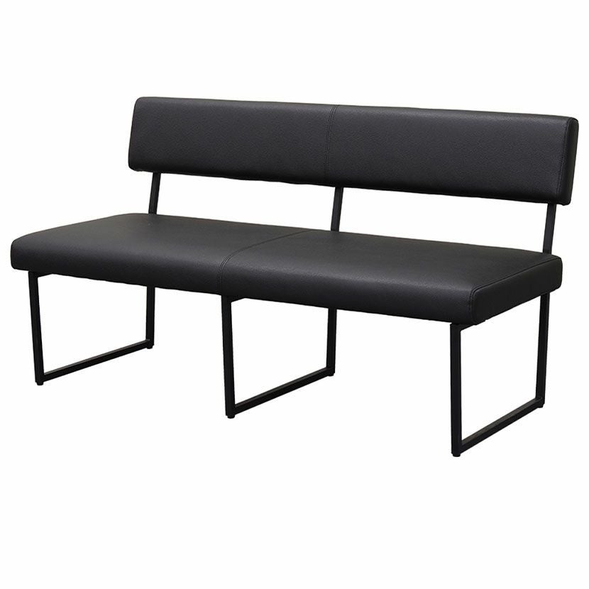 幅140cm 2人掛け ダイニングベンチ 背もたれ付き スチール脚 PVCレザー