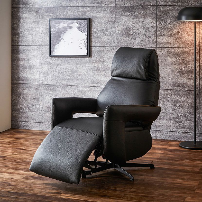 設置無料】幅77cm 電動 リクライニング ソファ 本革 合皮 回転