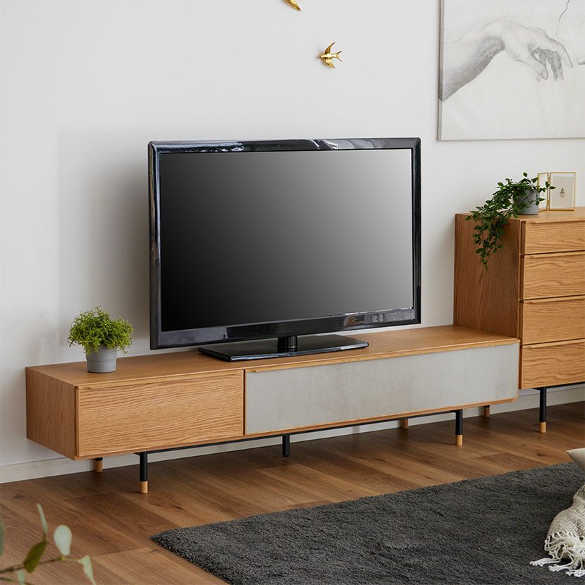 幅180cm テレビ台 ラグナー メラミン 天然木 木製 オーク材