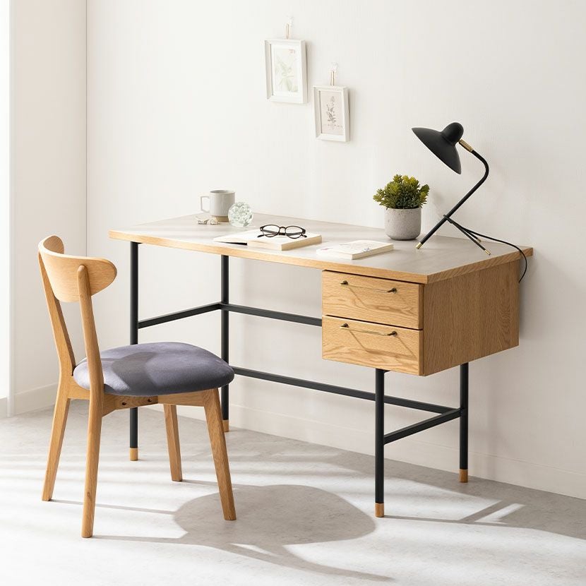 幅120cm パソコンデスク ラグナー 天然木 木製 オーク材