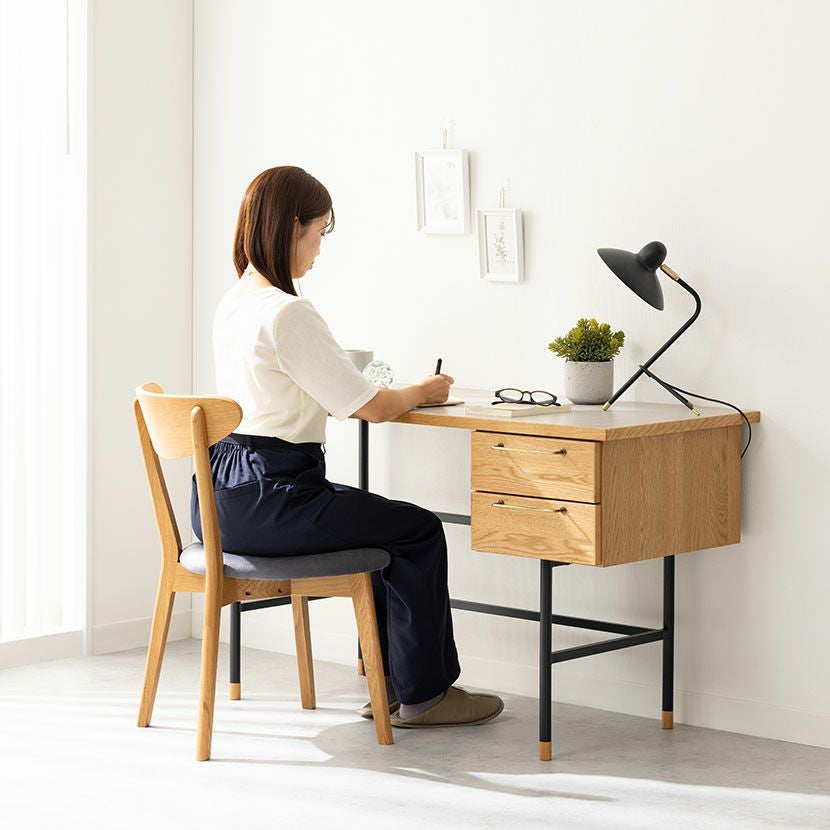 幅120cm パソコンデスク ラグナー 天然木 木製 オーク材