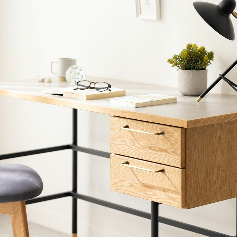 幅120cm パソコンデスク ラグナー 天然木 木製 オーク材