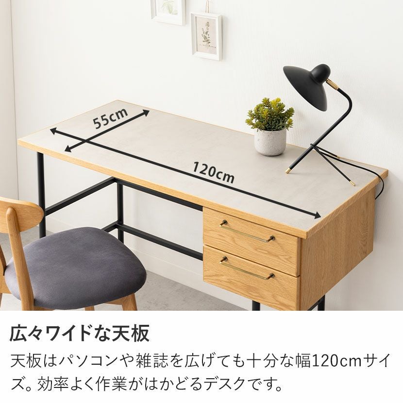 幅120cm パソコンデスク ラグナー 天然木 木製 オーク材