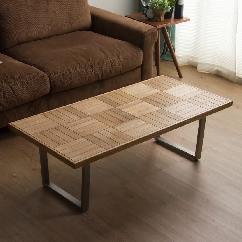 幅90cm 円形 センターテーブル 木製 ヘリンボーン オーク材