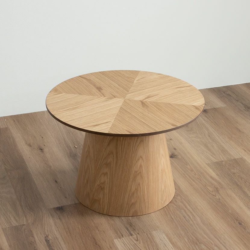 幅60cm 円形 センターテーブル 木製 ヘリンボーン オーク材