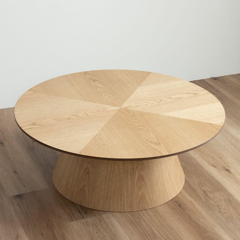 幅90cm 円形 センターテーブル 木製 ヘリンボーン オーク材
