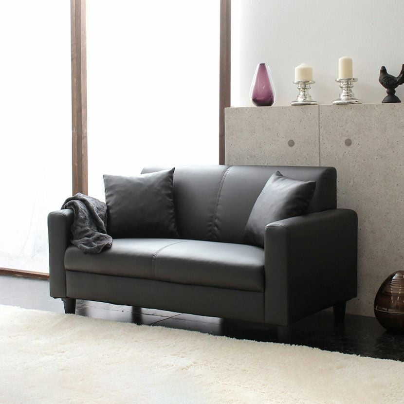 幅113.5cm 2人掛け ソファ コンパクト 合皮 PVCレザー 脚取り外し