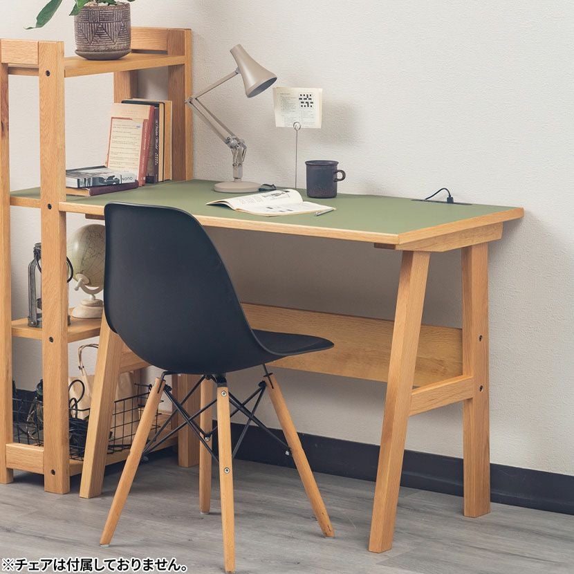 幅120cm デスク リノ 木製 オーク材 リノリウム 机 コンセント付き