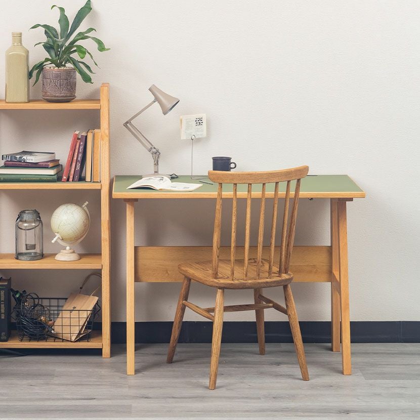 幅120cm デスク リノ 木製 オーク材 リノリウム 机 コンセント付き