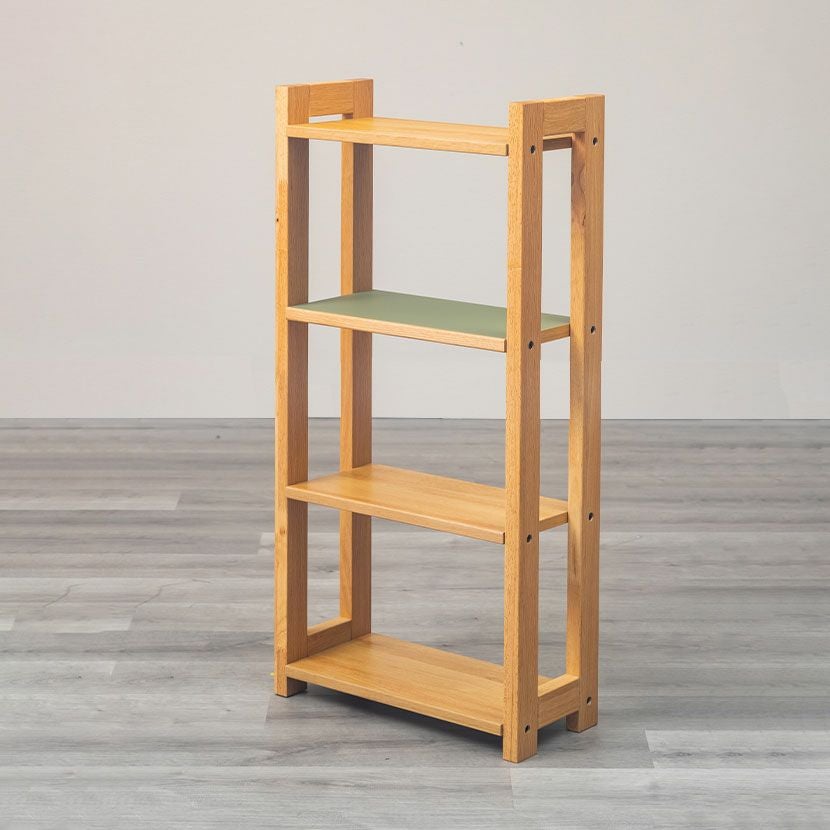 幅55cm 4段 シェルフ リノ 木製 オーク材 リノリウム材 ラック