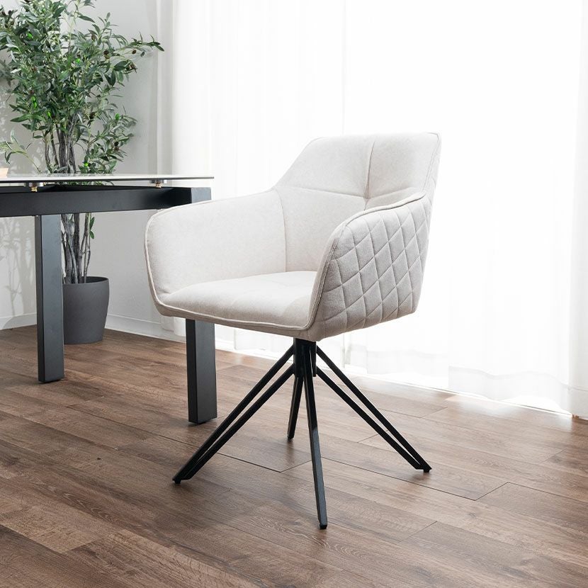 【2脚セット】肘付き レザーファブリック シンプルモダン