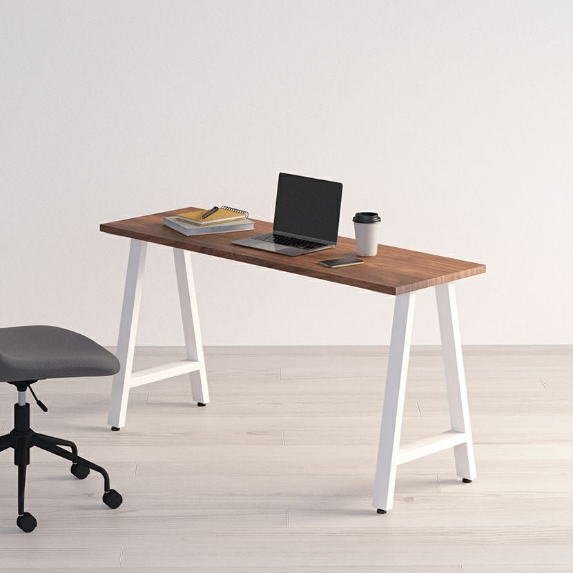 幅120cm ワークデスク 引出し付き スチール脚 ウォルナット 木製