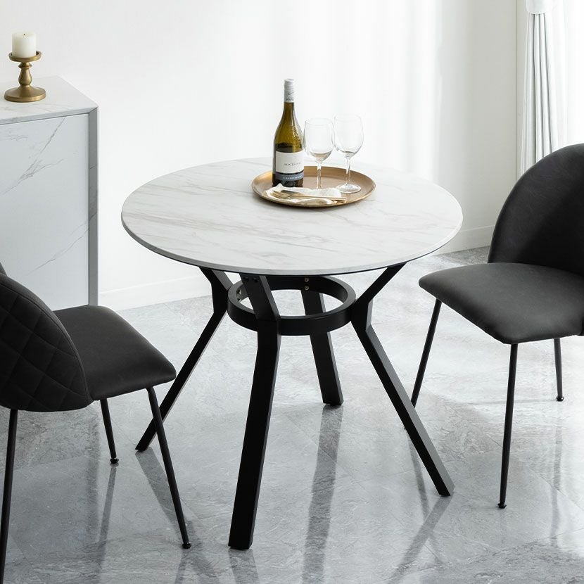 幅92cm 円形 ダイニングテーブル 大理石調 テーブル メラミン