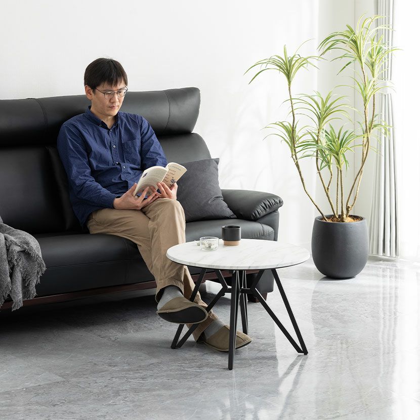 幅60cm 円形 リビングテーブル 大理石調 モダン ローテーブル