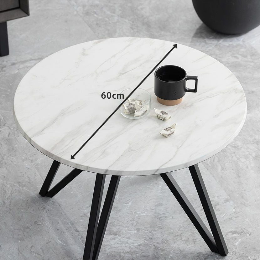 幅60cm 円形 リビングテーブル 大理石調 モダン ローテーブル