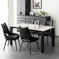 【設置無料】4人用 ダイニングテーブルセット 5点 セラミックテーブル オートリターン 回転 ダイニングチェア モダン おしゃれ (幅150cm 食卓テーブル×1 食卓椅子×4)｜¥162,728の動画