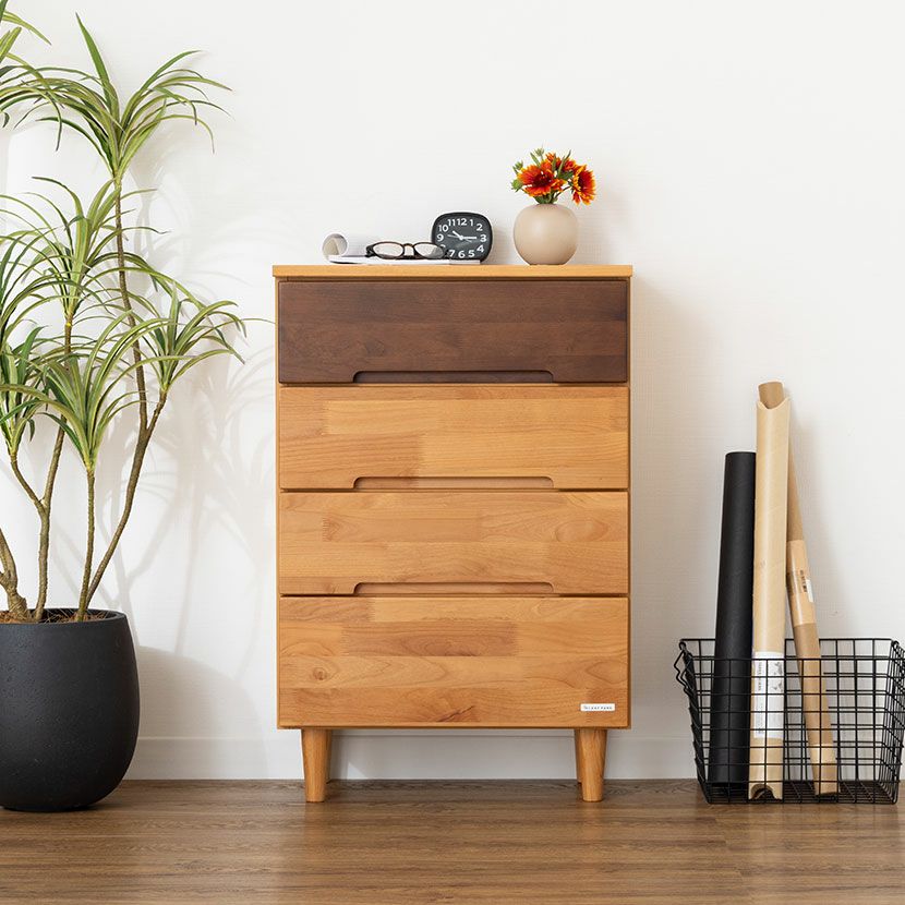 幅110cm ハウタ チェスト タンス サイドボード 引き出し 収納 脚付