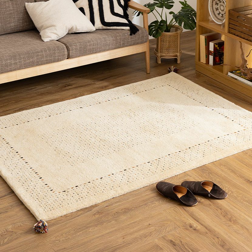 130×190cm ギャッベラグ DESERT 手織り 天然素材 コットン ウール ラグ