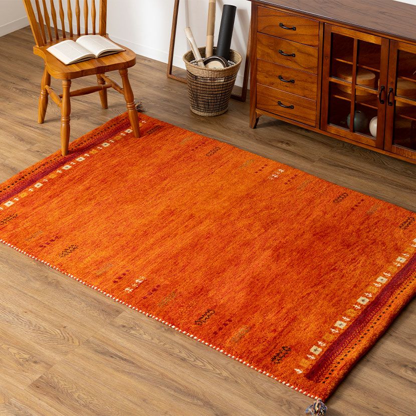 130×190cm ギャッベラグ SUNSET 手織り 天然素材 コットン ウール ラグ