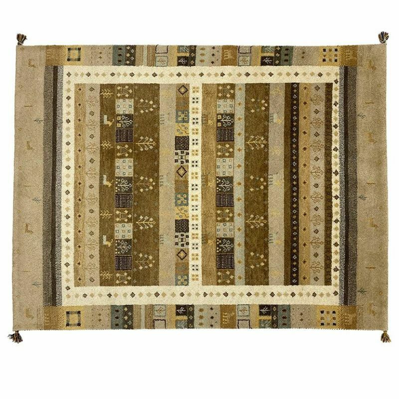 190×240cm トライバルラグ FLOWER 手織り 天然素材 コットン ウール