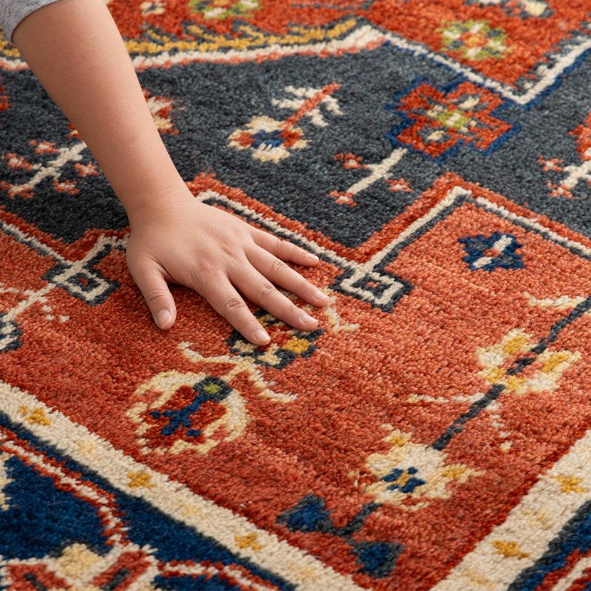 90×130cm トライバルラグ MADRAS 手織り 天然素材 コットン ウール