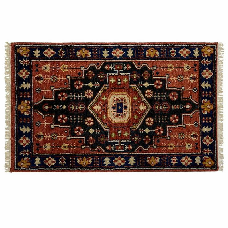 130×190cm トライバルラグ MADRAS 手織り 天然素材 コットン ウール