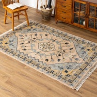 130×190cm トライバルラグ FLOWER 手織り 天然素材 コットン ウール ラグ 幾何学 トライバル 長方形 カーペット 床暖房対応 ホットカーペット対応 絨毯 おしゃれ｜¥40,728の動画