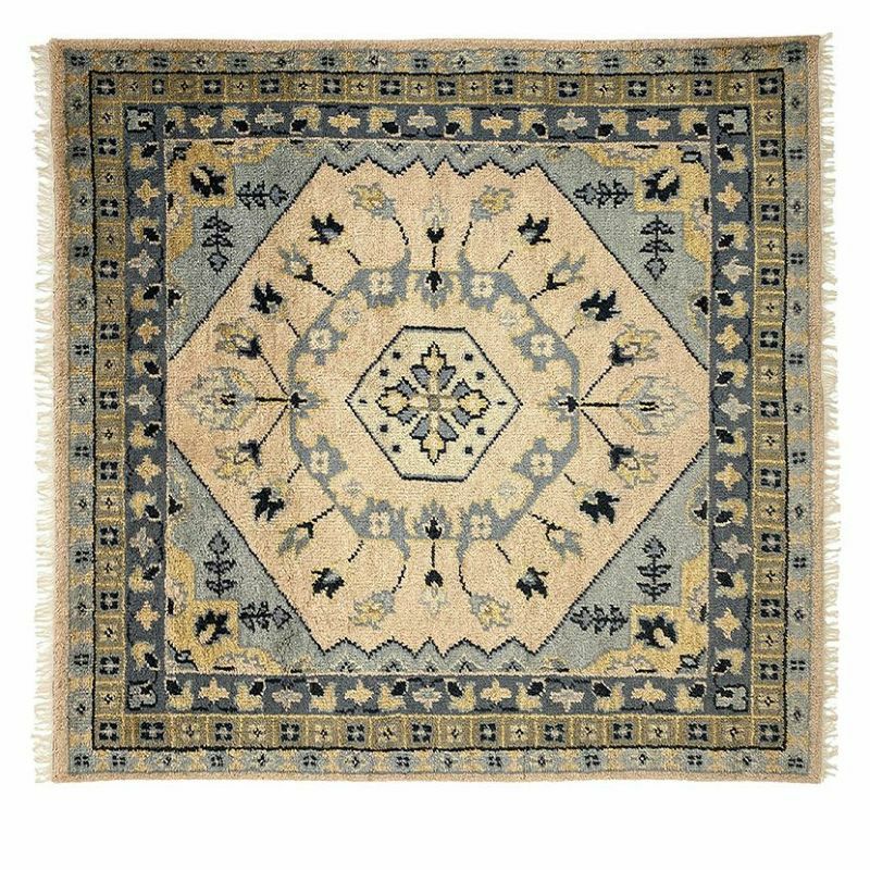 190×240cm トライバルラグ FLOWER 手織り 天然素材 コットン ウール