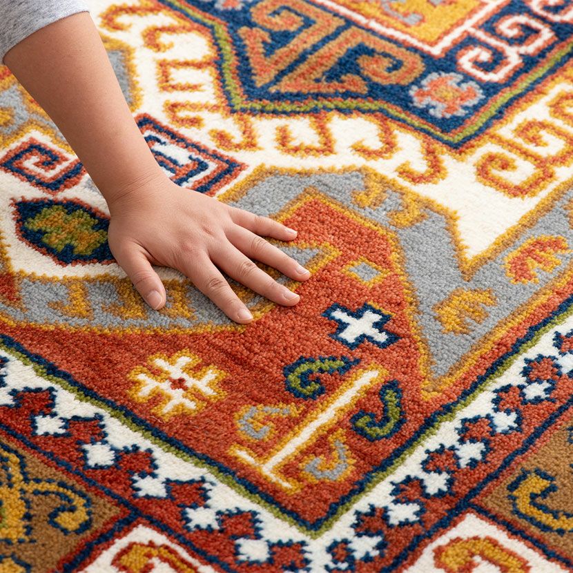 130×190cm トライバルラグ FLAG 手織り 天然素材 コットン ウール ラグ