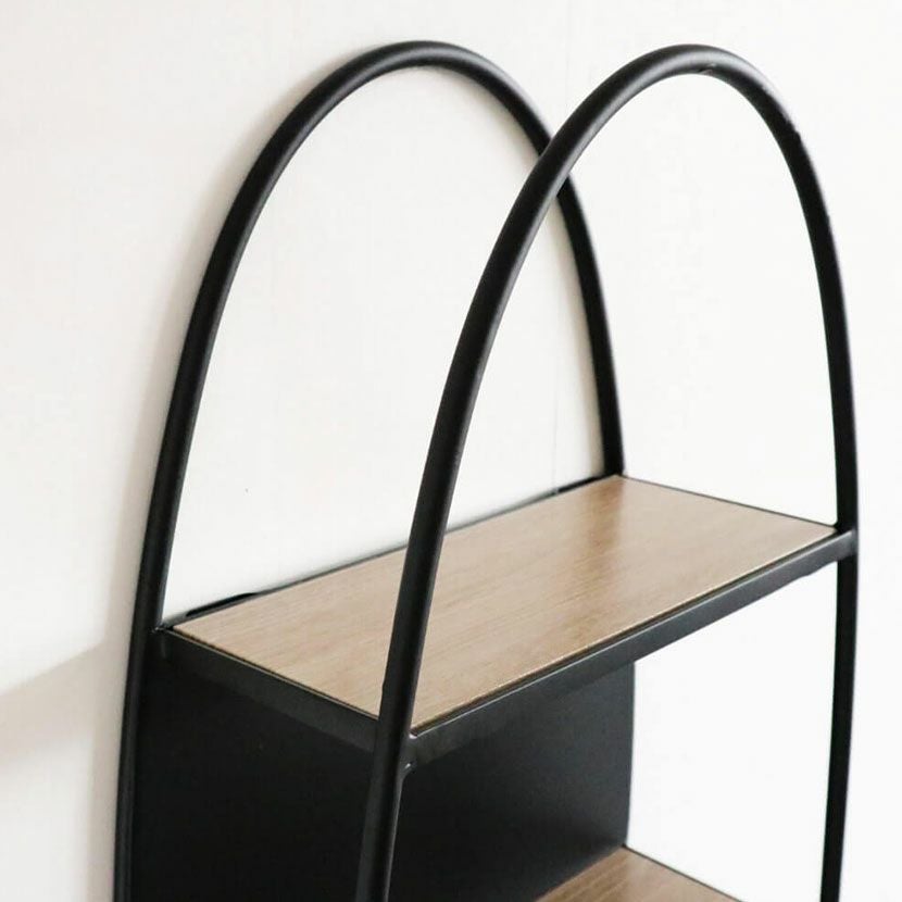 幅33cm 壁掛けシェルフ アイアン 天然木 壁飾り 楕円 壁掛け ラック