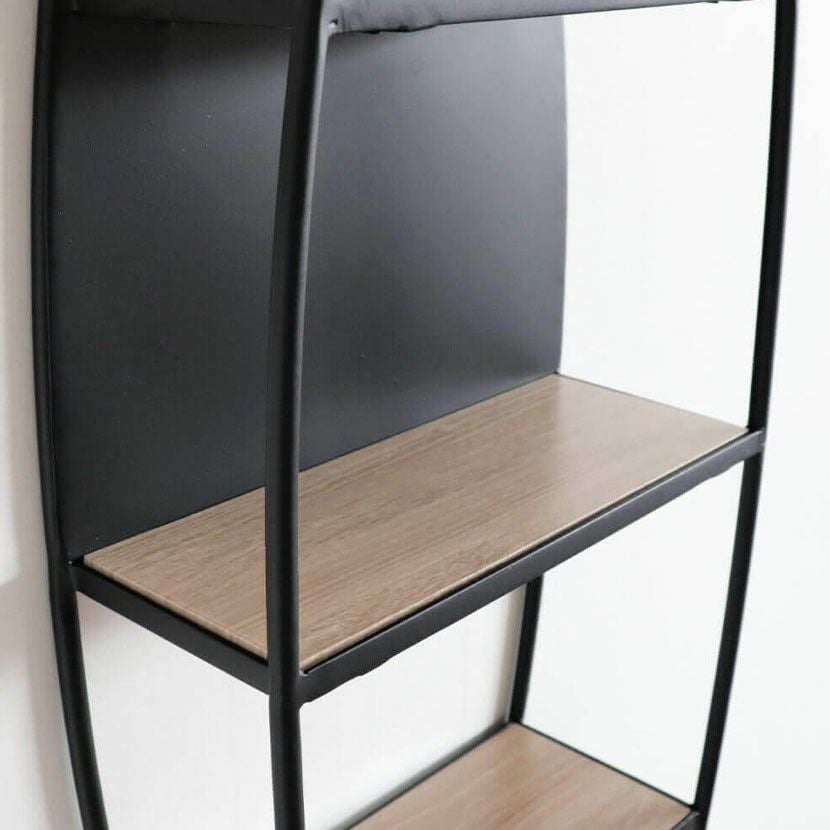 幅33cm 壁掛けシェルフ アイアン 天然木 壁飾り 楕円 壁掛け ラック