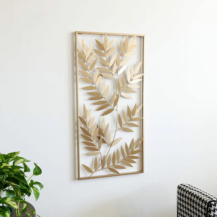 幅41cm ウォールアート インテリア雑貨 アイアン 壁飾り リーフ 壁掛け