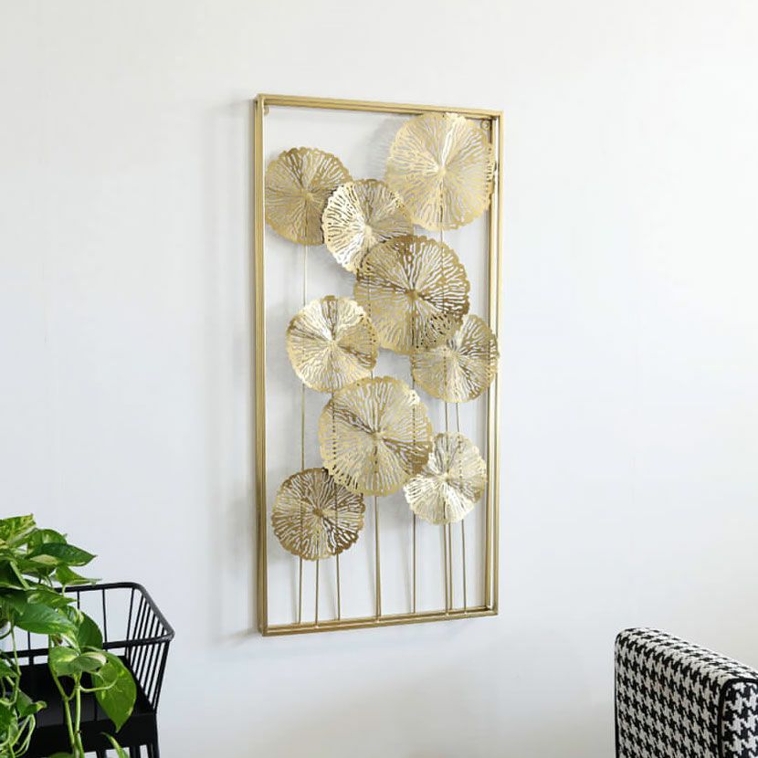 幅41cm ウォールアート インテリア雑貨 アイアン 壁飾り 蓮 ロータス